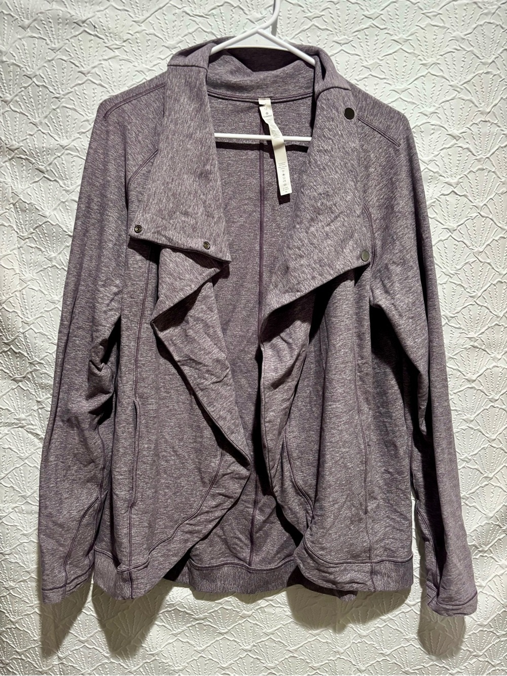 Lululemon Heathered Gray Open Front Wrap Jacket Cardigan Size 12